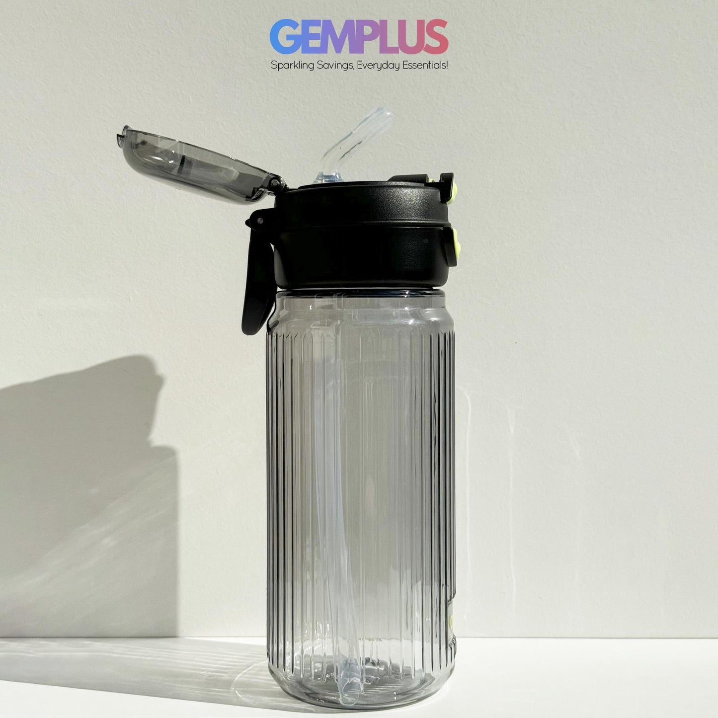 GEM+| 700 ML Reusable Water Bottle with Straw BPA Leakproof Sports Gym Travel