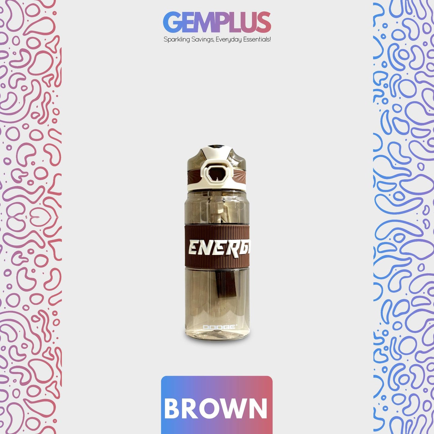 GEM+| 700ML Reusable Water Bottle with Straw BPA Leakproof Sports Gym Travel