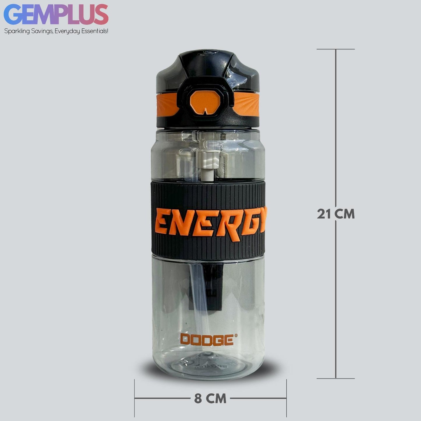 GEM+| 700ML Reusable Water Bottle with Straw BPA Leakproof Sports Gym Travel