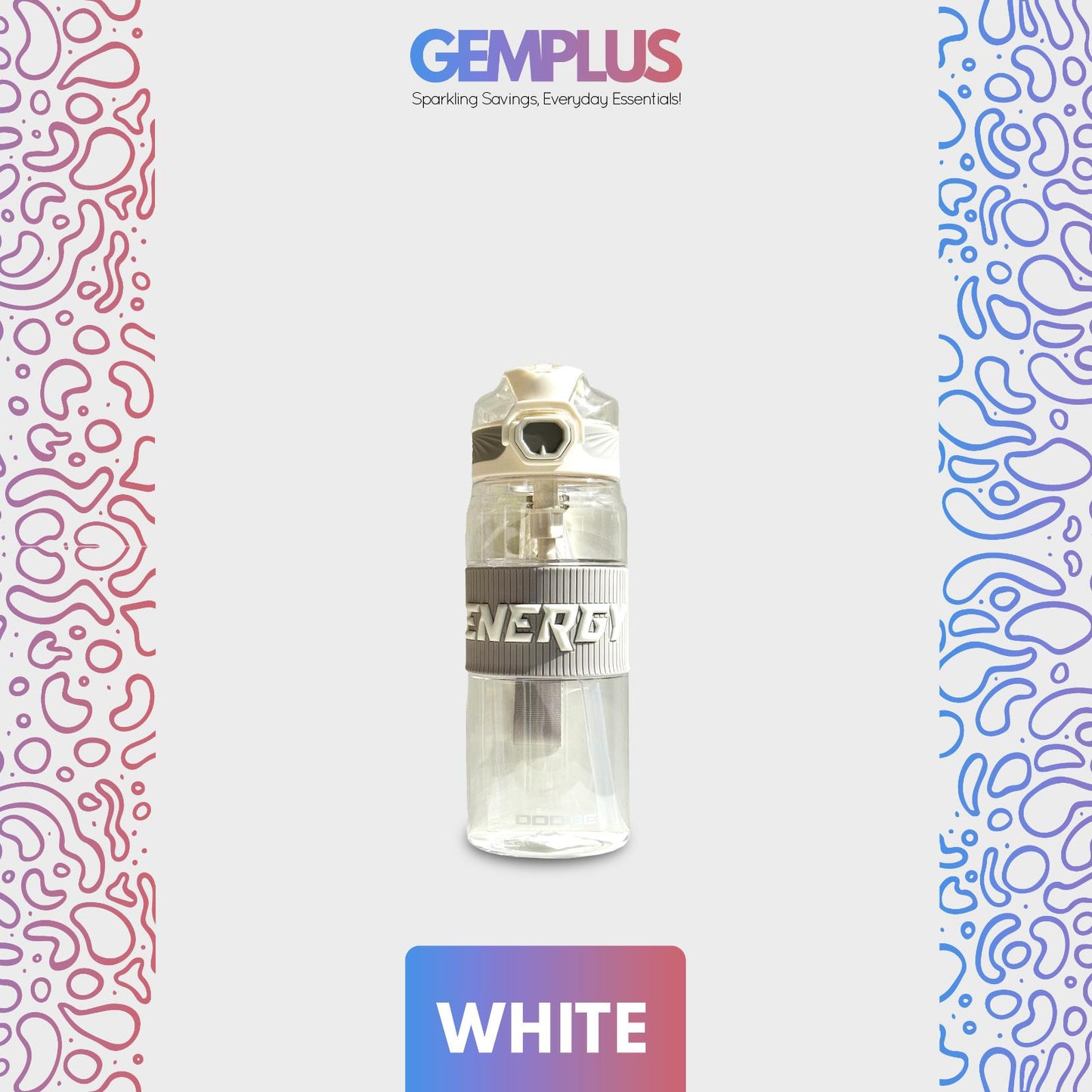 GEM+| 700ML Reusable Water Bottle with Straw BPA Leakproof Sports Gym Travel