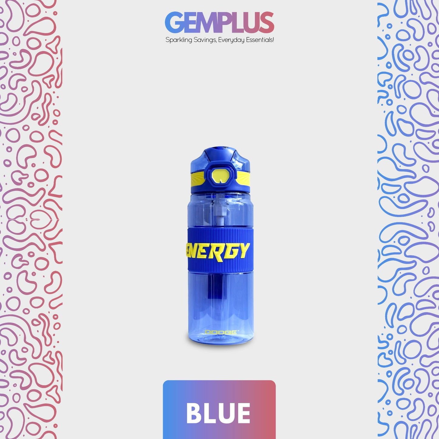 GEM+| 700ML Reusable Water Bottle with Straw BPA Leakproof Sports Gym Travel
