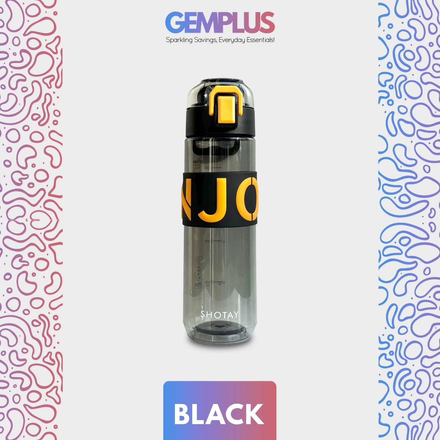 GEM+| 680 ML Reusable Water Bottle with Straw BPA Leakproof Sports Gym Travel