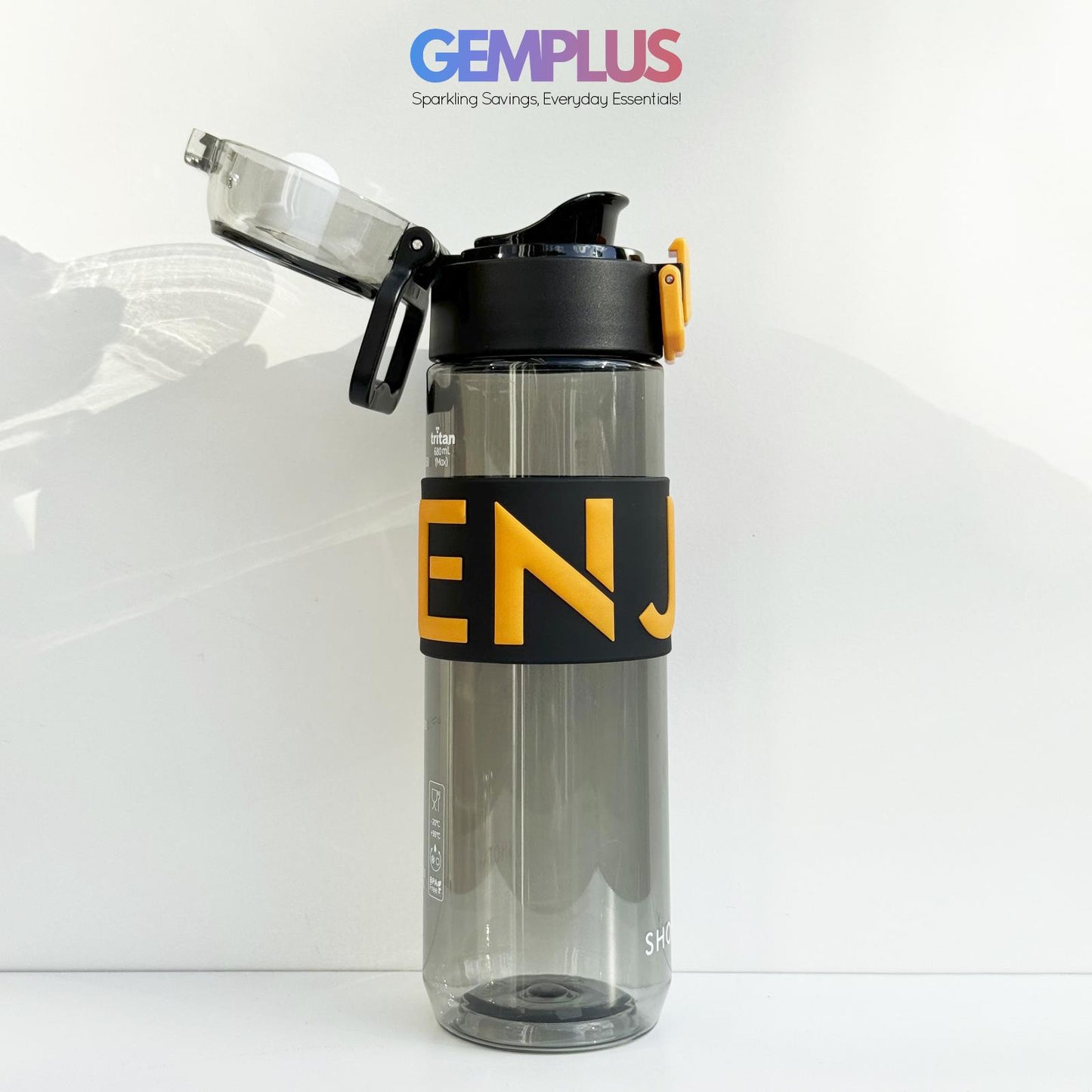 GEM+| 680 ML Reusable Water Bottle with Straw BPA Leakproof Sports Gym Travel