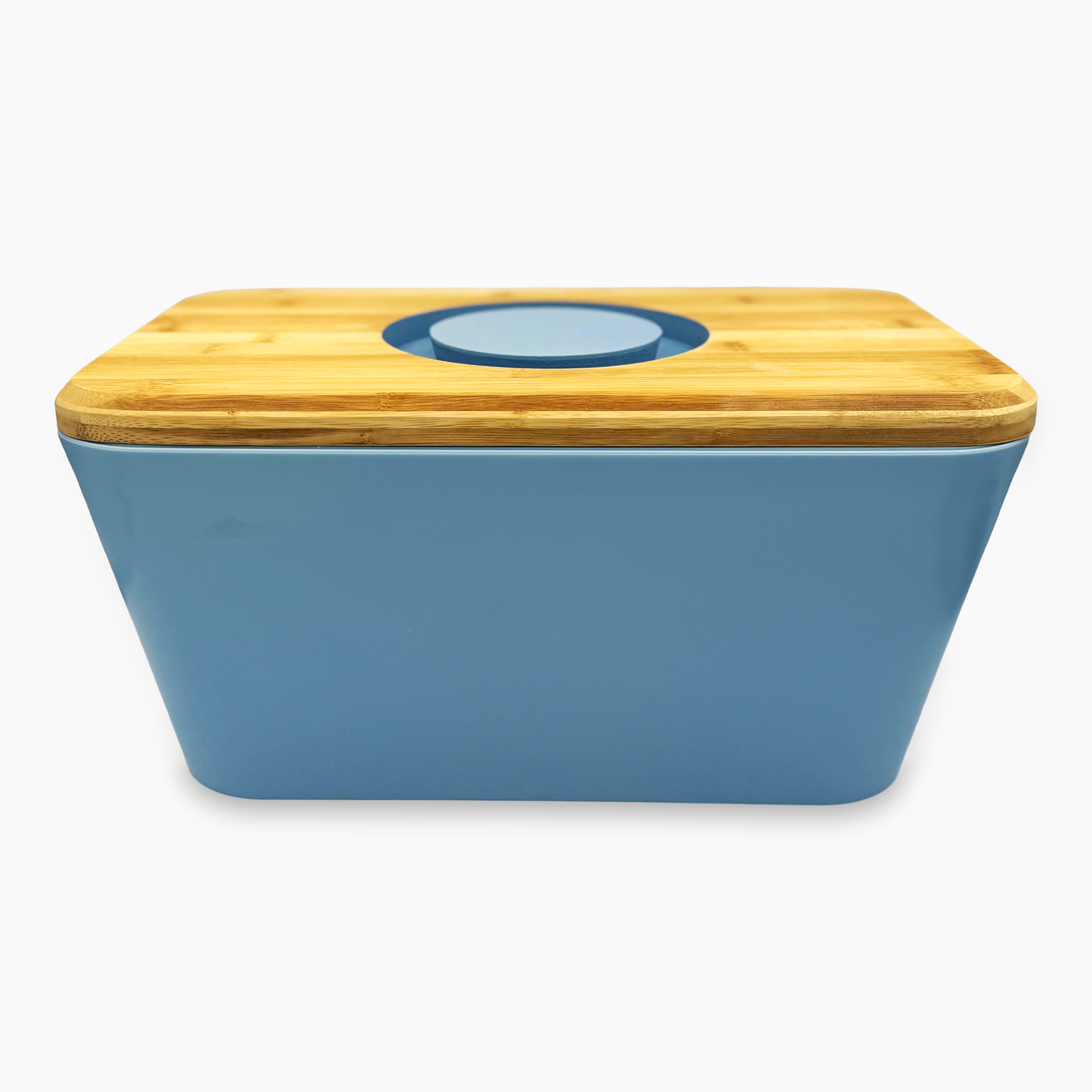 GEM+ | Bread Storage Bin Box with Eco Bamboo Cutting Board Lid – Extra Large – Blue