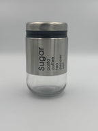 GEM+ | Silver 3pc Pre-Labelled Glass Kitchen Storage Jar Set