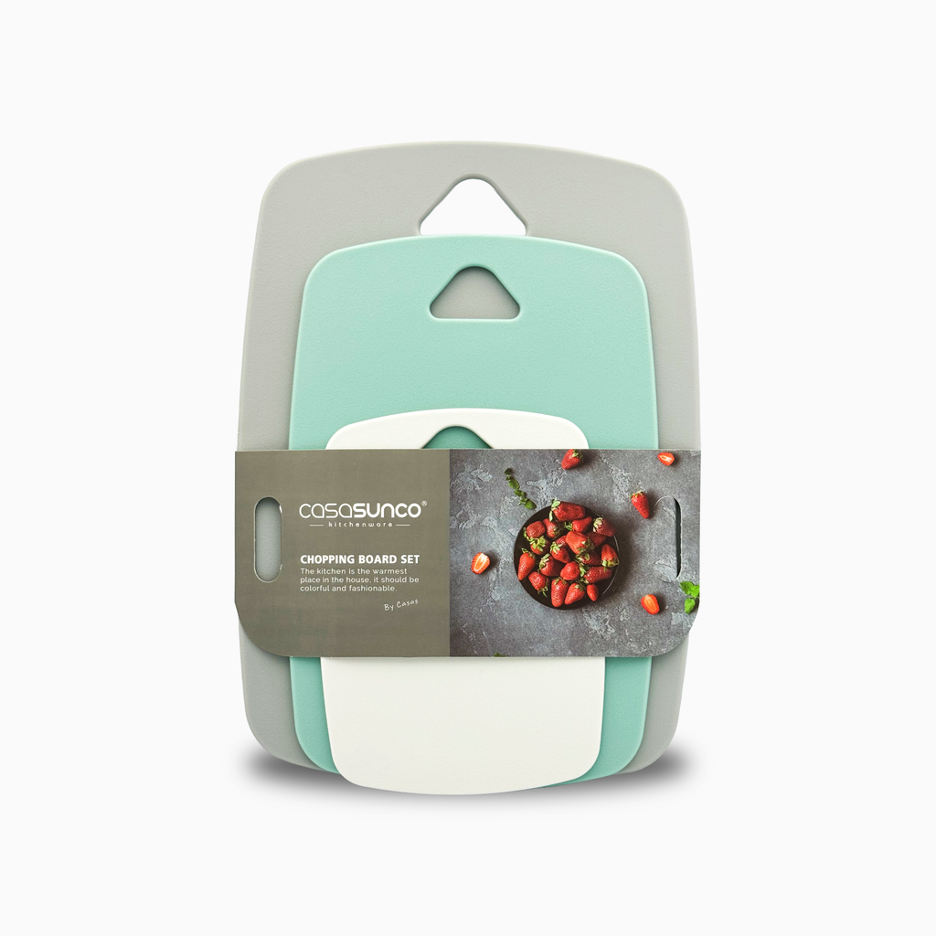 GEM+ | Premium 3 Pcs Color-Coded Chopping Board Set - Durable PP Material - Summer Green