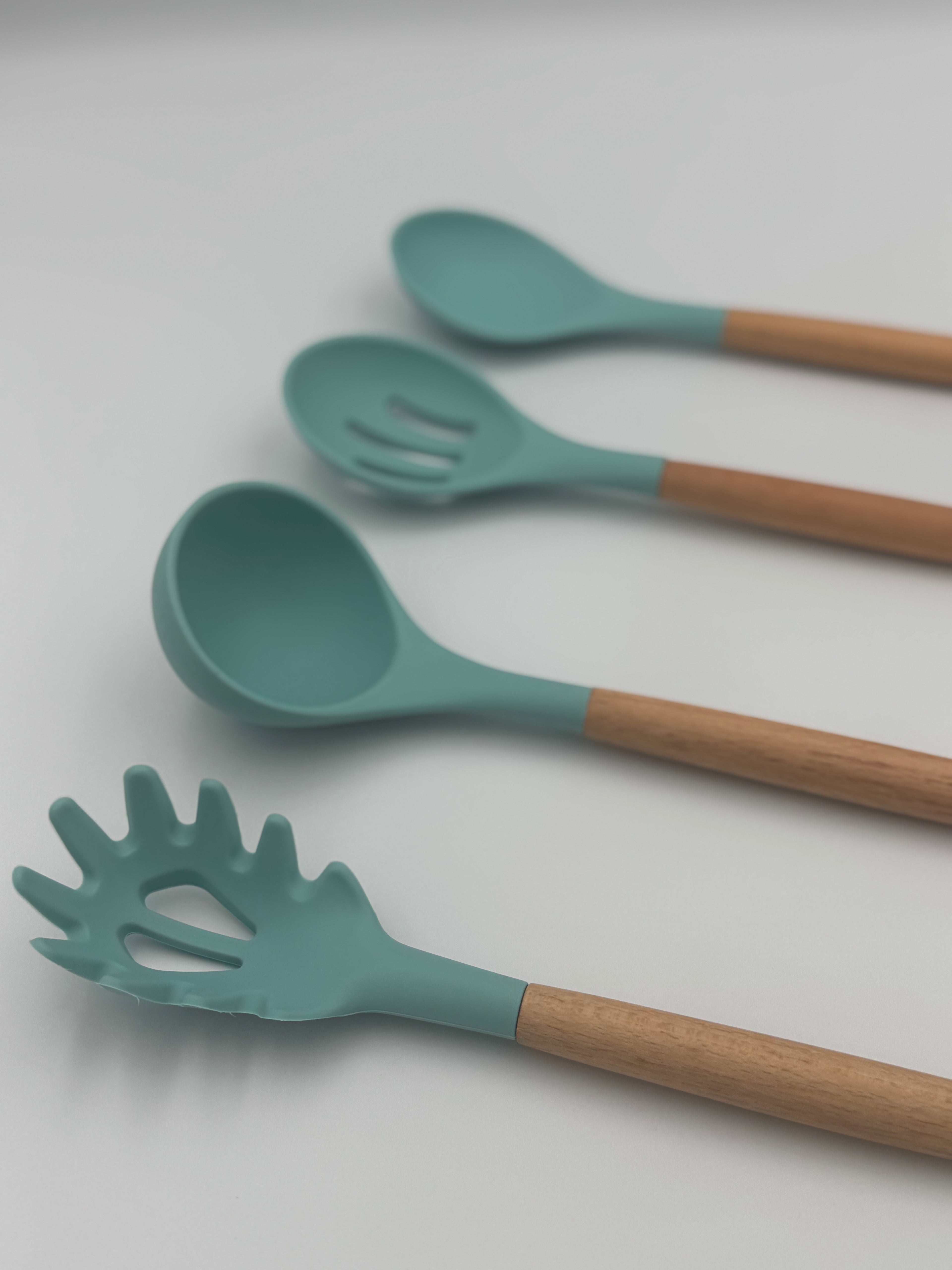 GEM+ | Premium 12-Piece Silicone Cooking & Baking Utensil Set – Non-Stick, BPA-Free, Teal