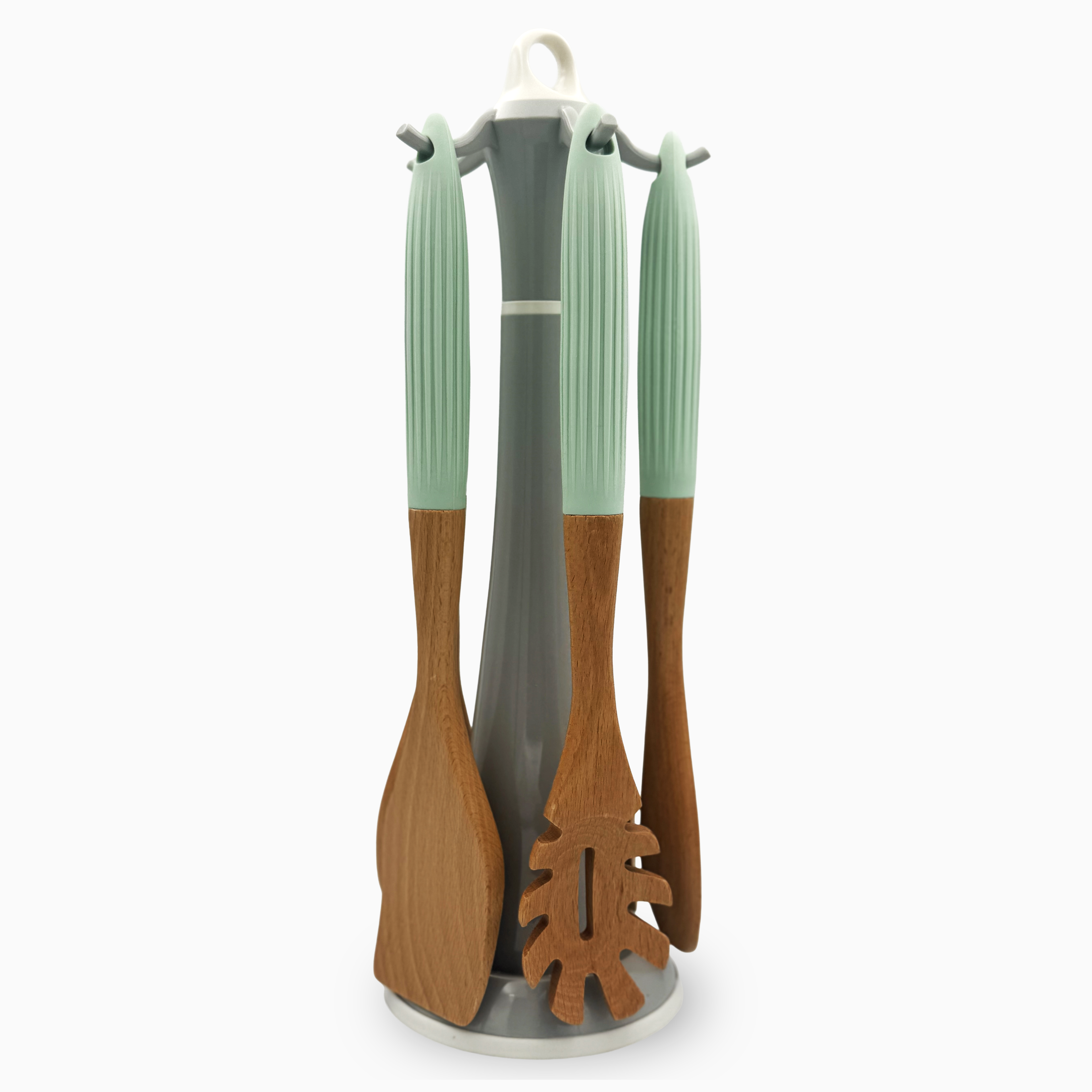 GEM+ | 5-Piece Premium Wooden & Silicone Utensil Set – Heat Resistant - Mint