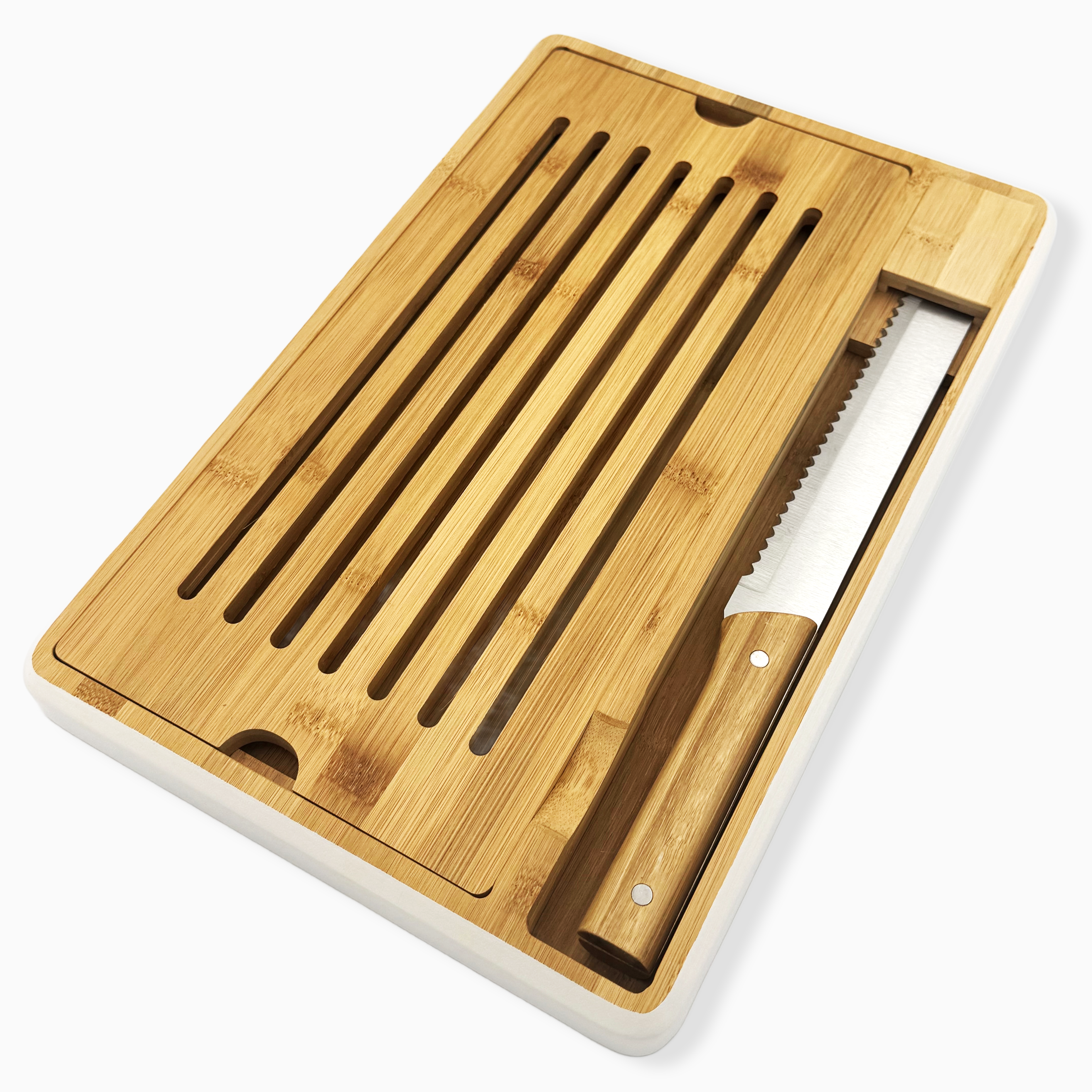 GEM+ | Bamboo Breadboard Set | Removable Slatted Tray | Eco-Friendly Kitchen