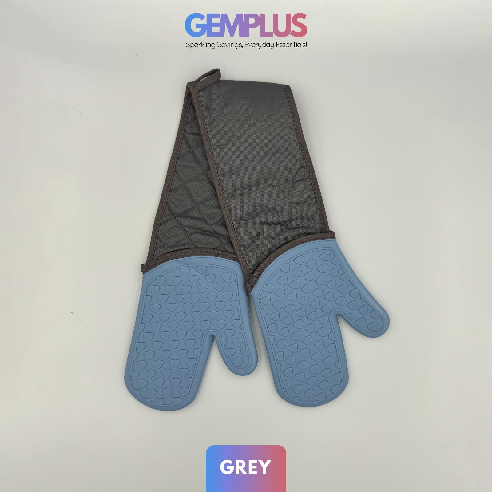 GEM+ | Premium Oven Gloves Mitt Silicone Heat Resistant Non-Slip Grip Baking BBQ