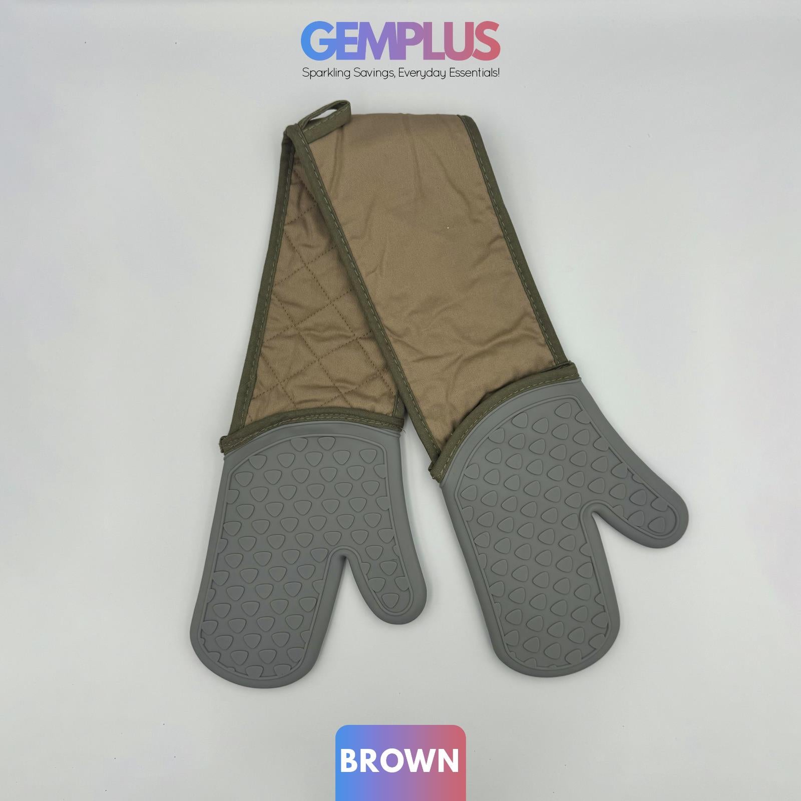 GEM+ | Premium Oven Gloves Mitt Silicone Heat Resistant Non-Slip Grip Baking BBQ