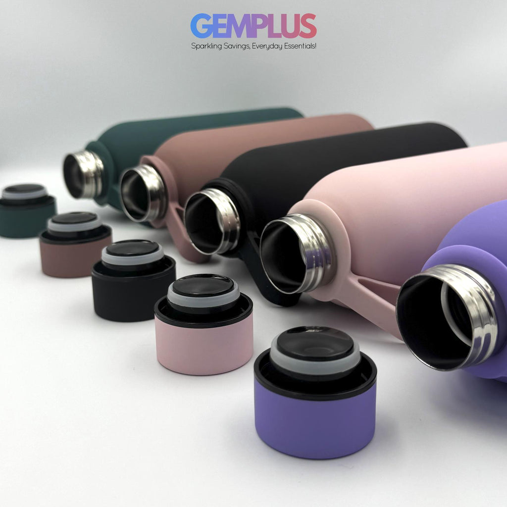 GEM+ | 500ML & 1L Stainless Steel Flask – Silicone Coated - Pastel 5 Colors