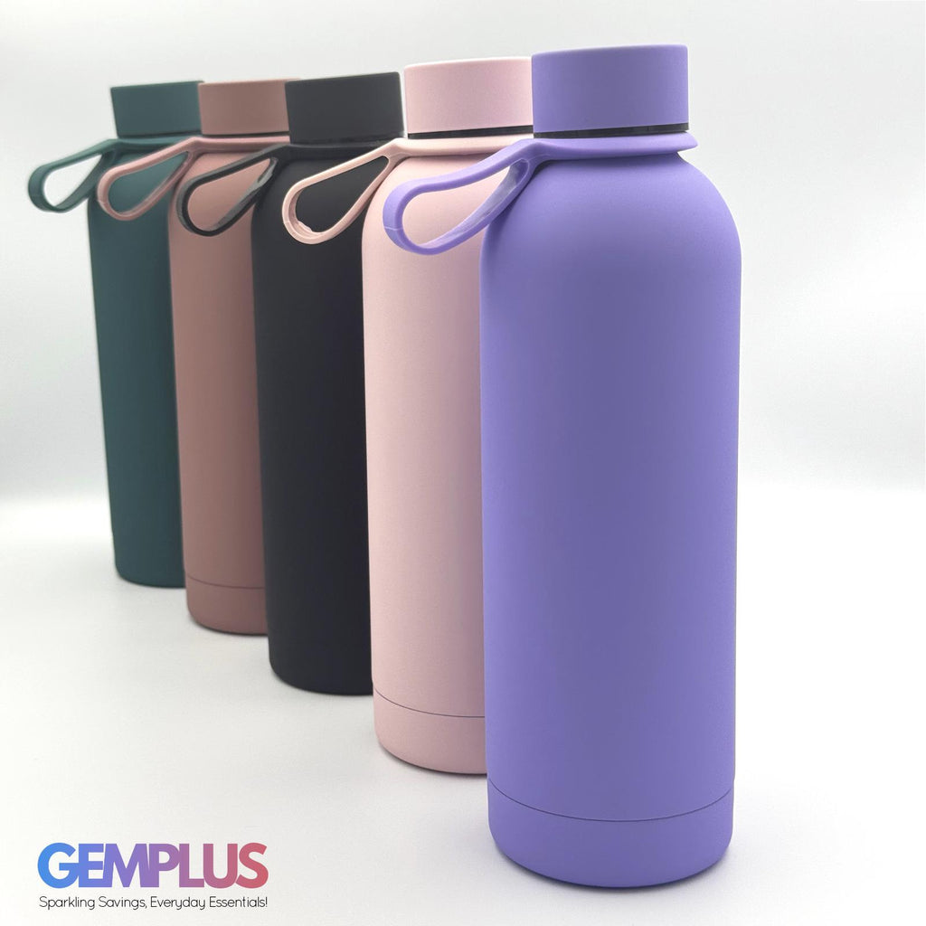 GEM+ | 500ML & 1L Stainless Steel Flask – Silicone Coated - Pastel 5 Colors
