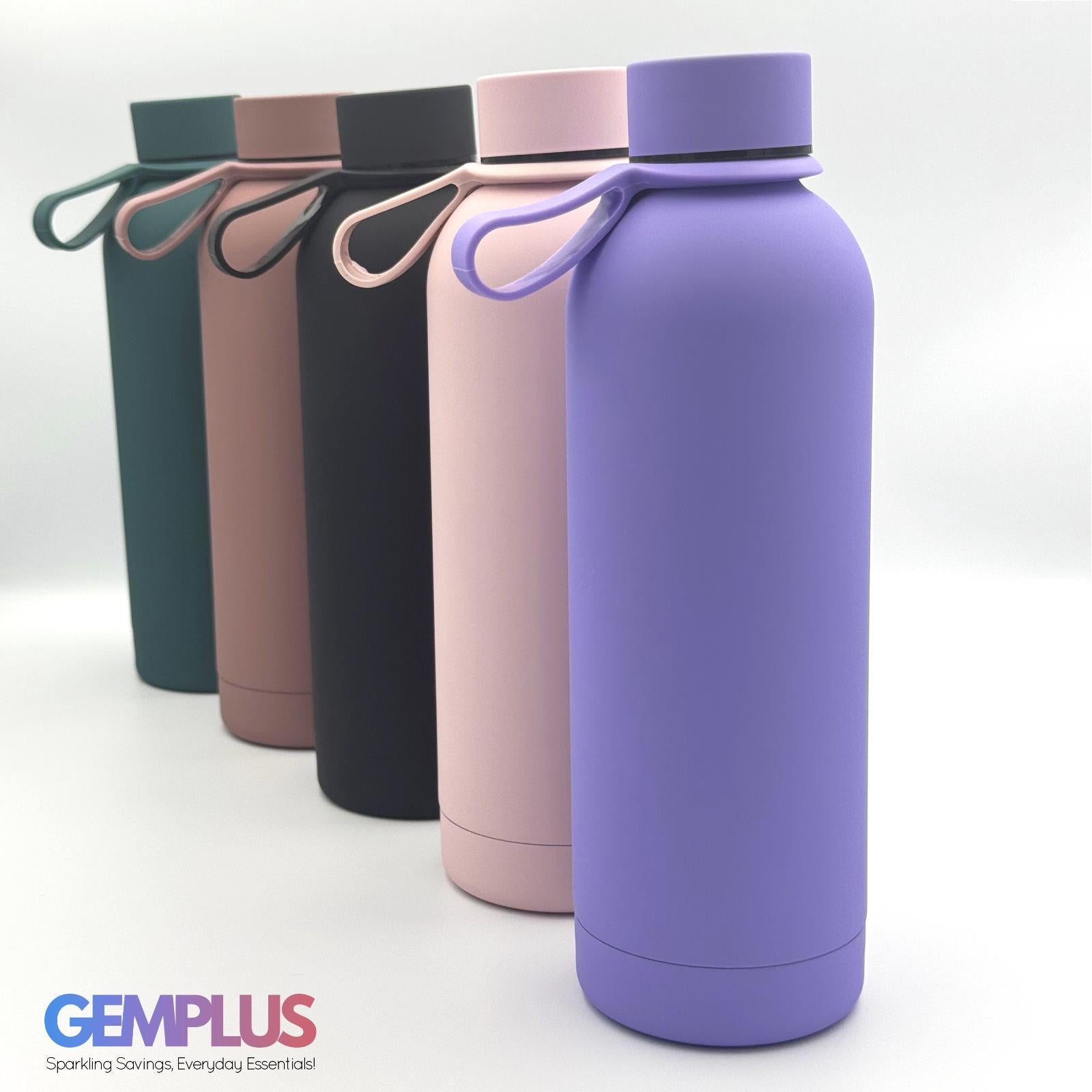 GEM+ | 500ML & 1L Stainless Steel Flask – Silicone Coated - Pastel 5 Colors