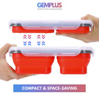 GEM+ | Collapsible Lunchbox with 3 Compartments and Fork & Spoon – Space-Saving