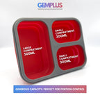 GEM+ | Collapsible Lunchbox with 3 Compartments and Fork & Spoon – Space-Saving