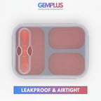 GEM+ | Collapsible Lunchbox with 3 Compartments and Fork & Spoon – Space-Saving