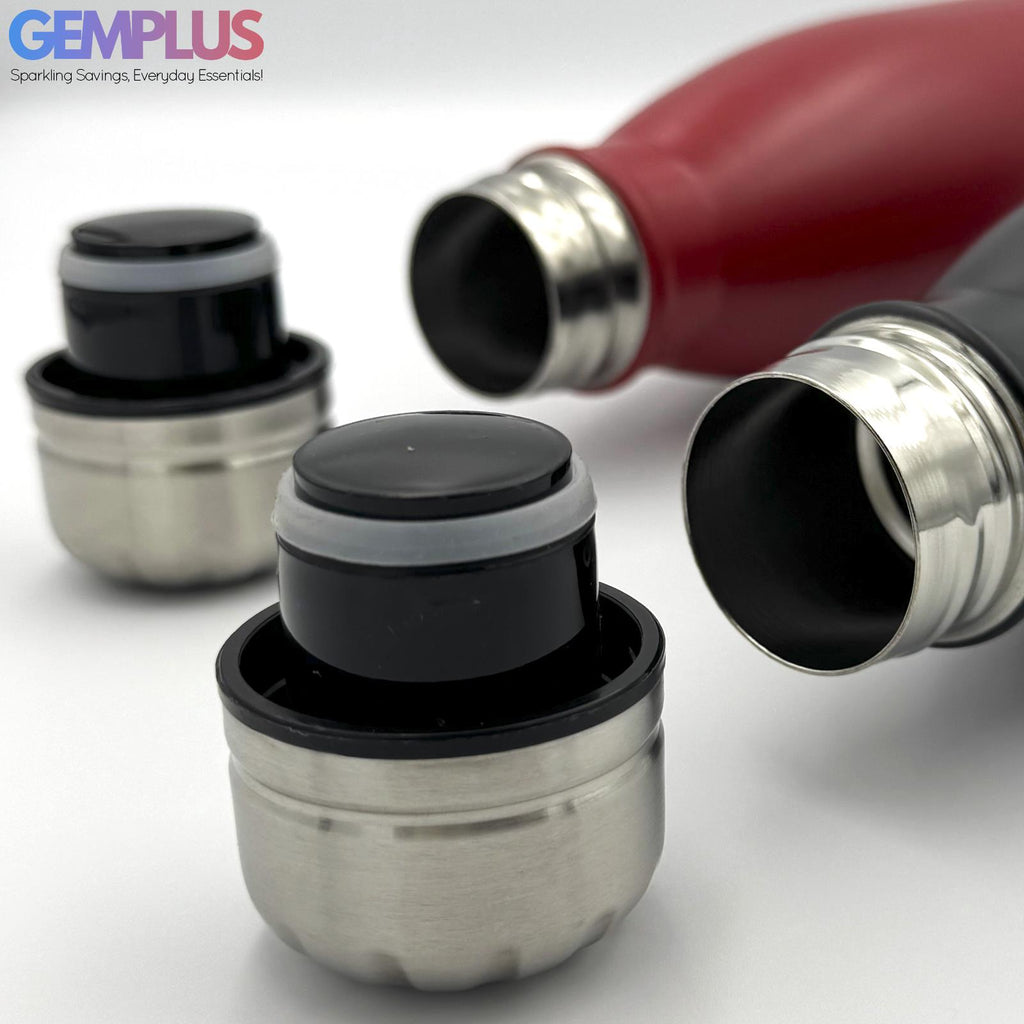 GEM+ | 500ML Stainless Steel Flask – Sleek Design in Black or Red Travel Or Gym