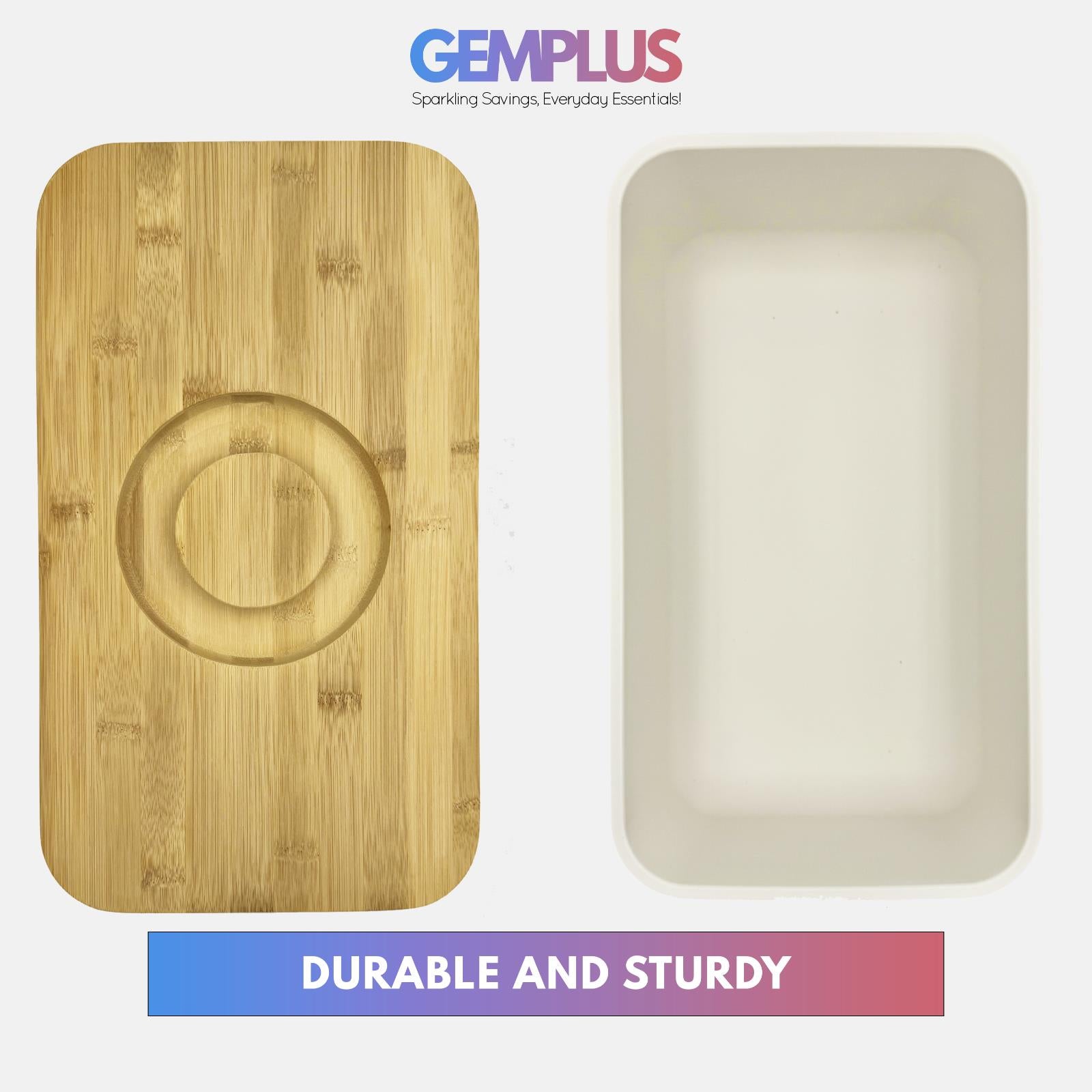 GEM+ | Bread Storage Bin Box with Eco Bamboo Cutting Board Lid Large Space
