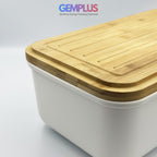 GEM+ | Bread Storage Bin Box with Eco Bamboo Cutting Board Lid Large Space