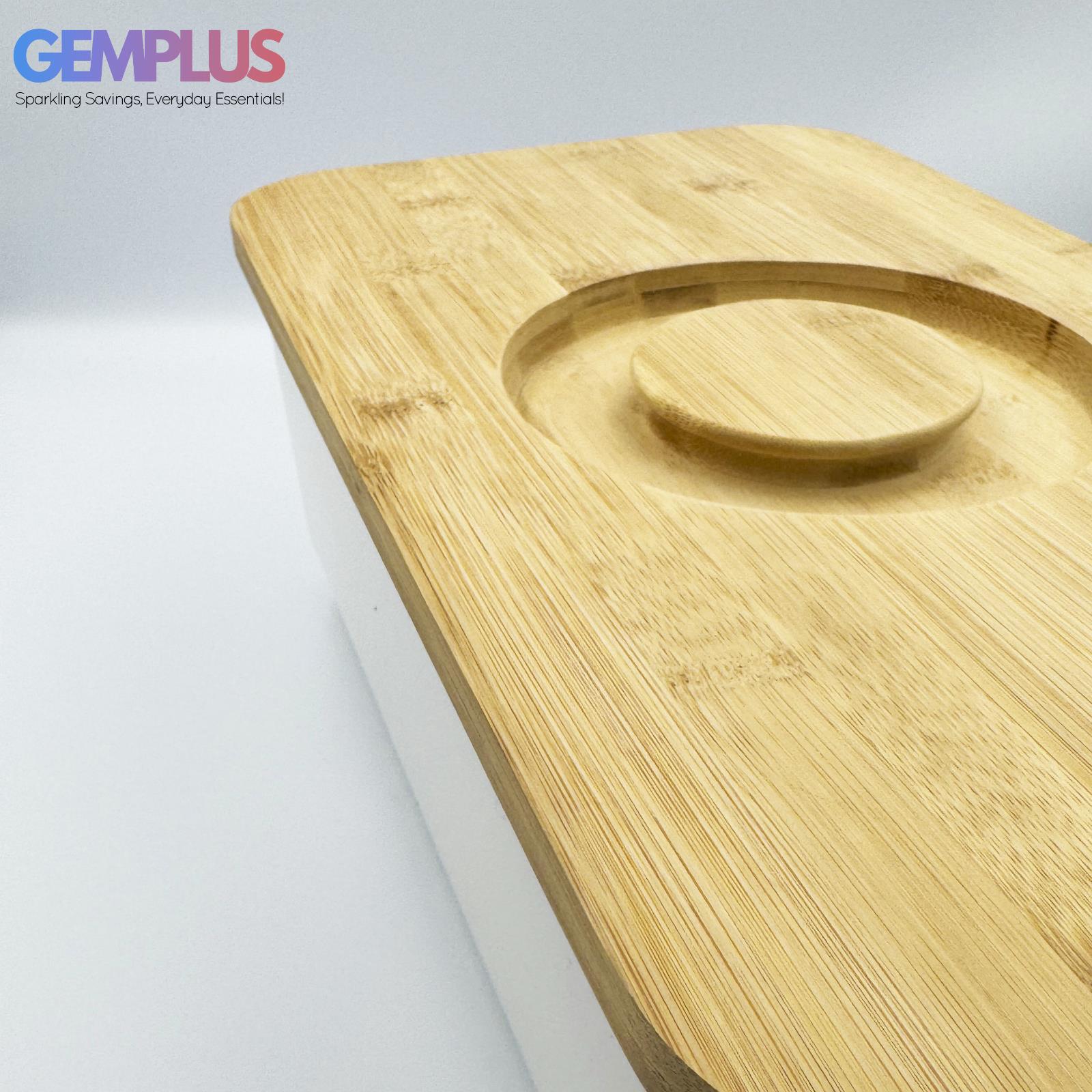 GEM+ | Bread Storage Bin Box with Eco Bamboo Cutting Board Lid Large Space