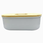 GEM+ | Bread Storage Bin Box with Eco Bamboo Cutting Board Lid Large Space GREY