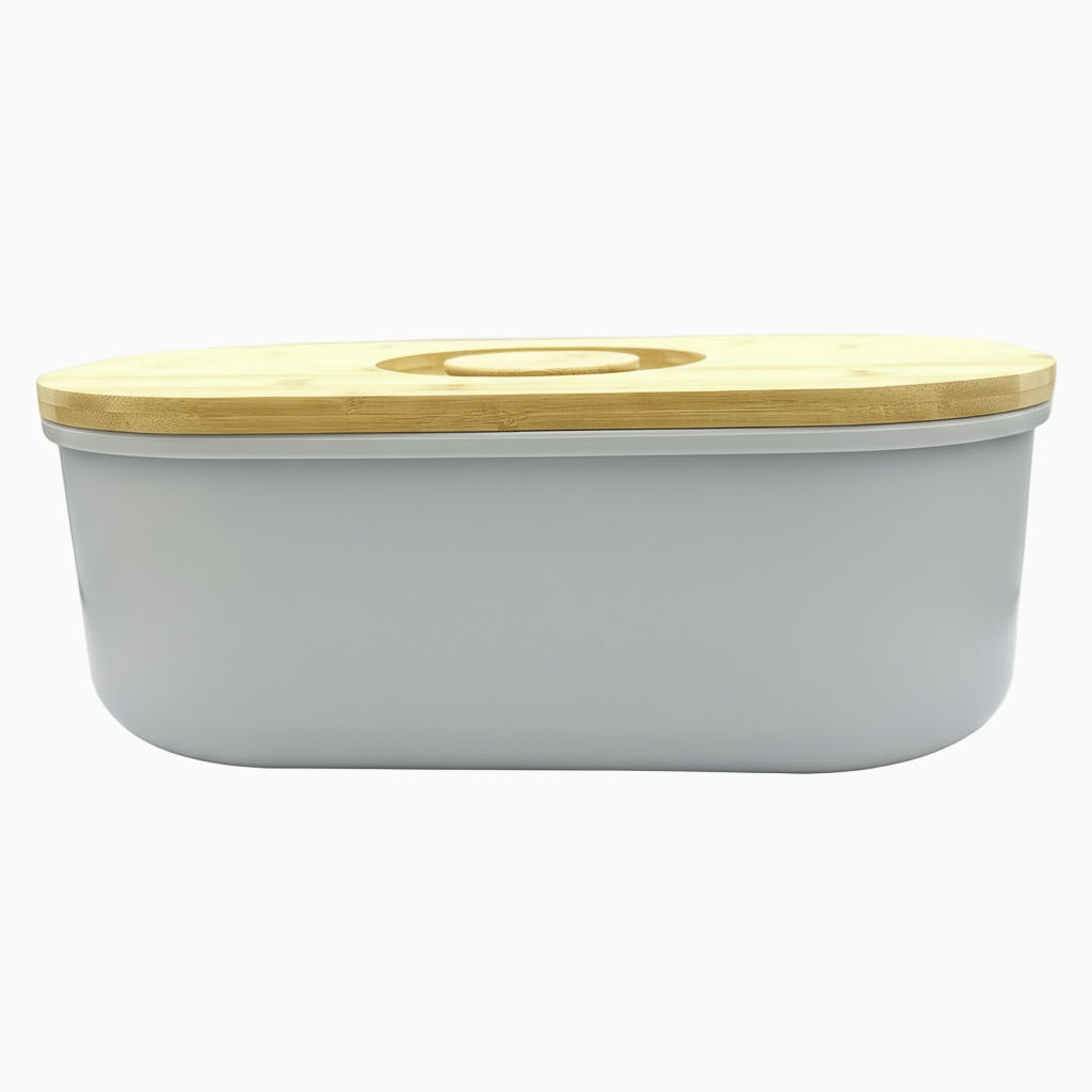 GEM+ | Bread Storage Bin Box with Eco Bamboo Cutting Board Lid Large Space GREY