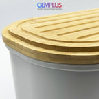 GEM+ | Bread Storage Bin Box with Eco Bamboo Cutting Board Lid Large Space GREY