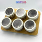GEM+ | Premium Magnetic Bamboo Spice Tin Organizer with 6 Jars Elegant & Modern