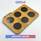 GEM+ | Premium Magnetic Bamboo Spice Tin Organizer with 6 Jars Elegant & Modern