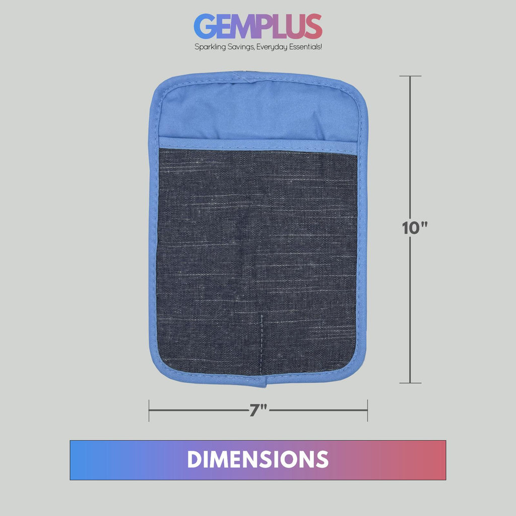 GEM+ | 2Pcs Premium Quilted Heat-Resistant Pot Holders Silicone Grip – Grey/Blue