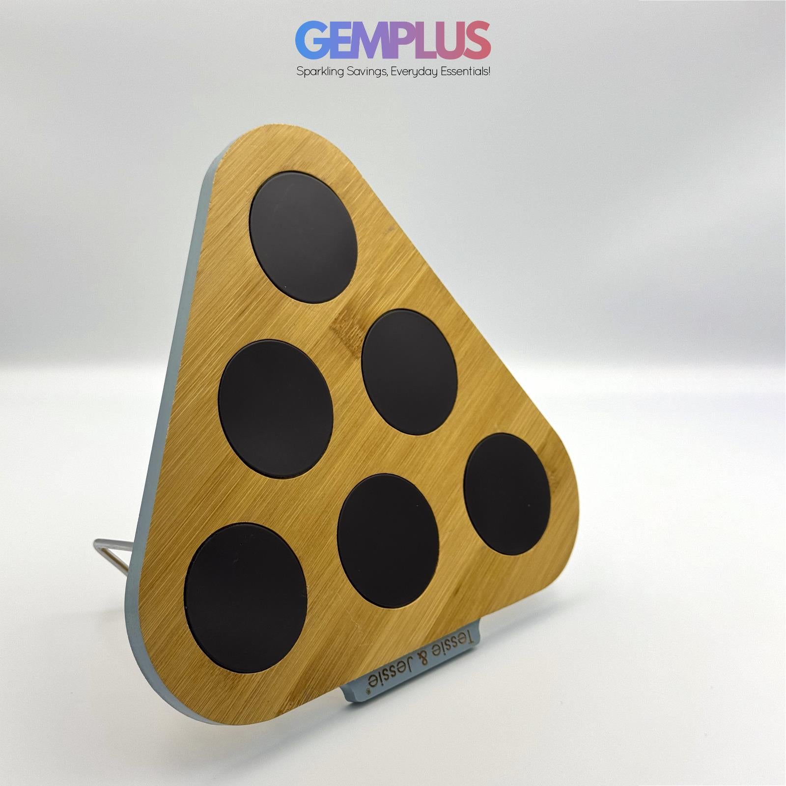 GEM+ | Premium Magnetic Bamboo Spice Tin Organizer with 6 Jars Elegant & Modern