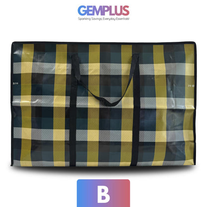GEM+ | Large Strong Jumbo Reusable Laundry Shopping Bag Zip Storage 70 x 55 x 22