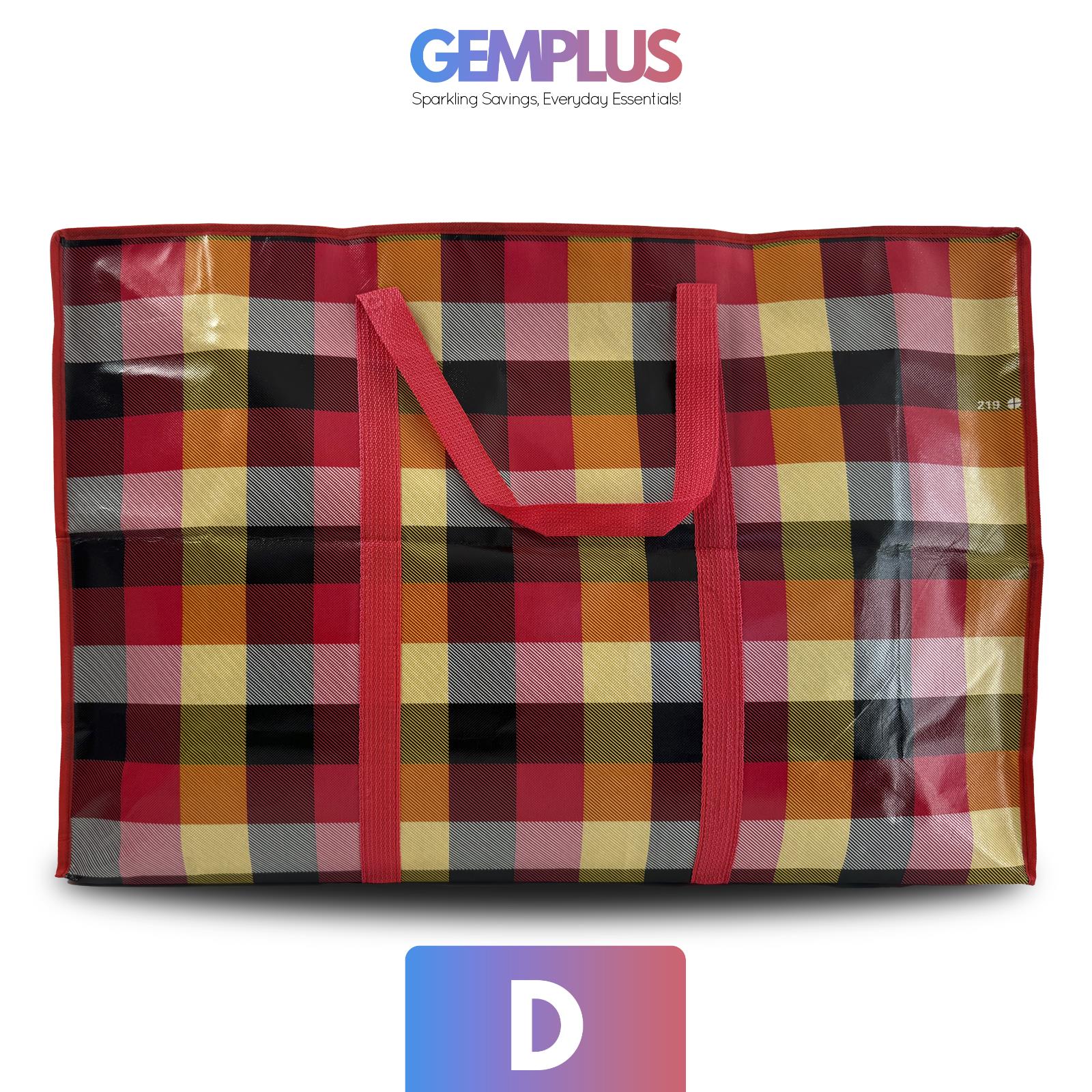 GEM+ | Large Strong Jumbo Reusable Laundry Shopping Bag Zip Storage 70 x 55 x 22
