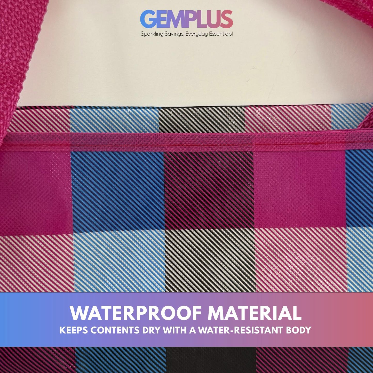 GEM+ | Large Strong Jumbo Reusable Laundry Shopping Bag Zip Storage 70 x 55 x 22
