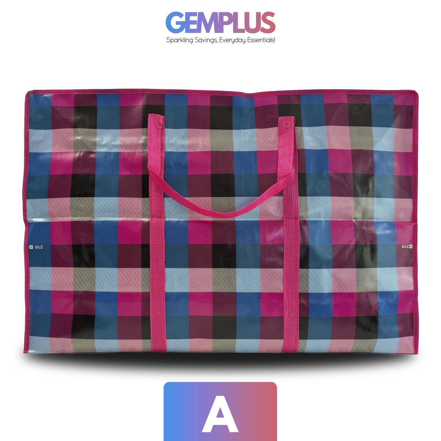 GEM+ | Premium Medium Reusable Laundry Shopping Bag Zip Storage 60 x 45 x 20 cm