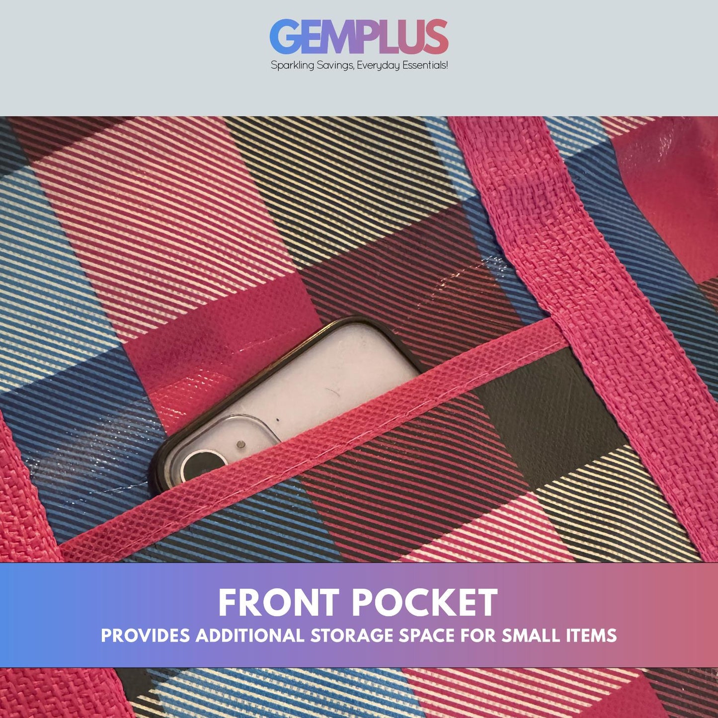 GEM+ | Premium Medium Reusable Laundry Shopping Bag Zip Storage 60 x 45 x 20 cm