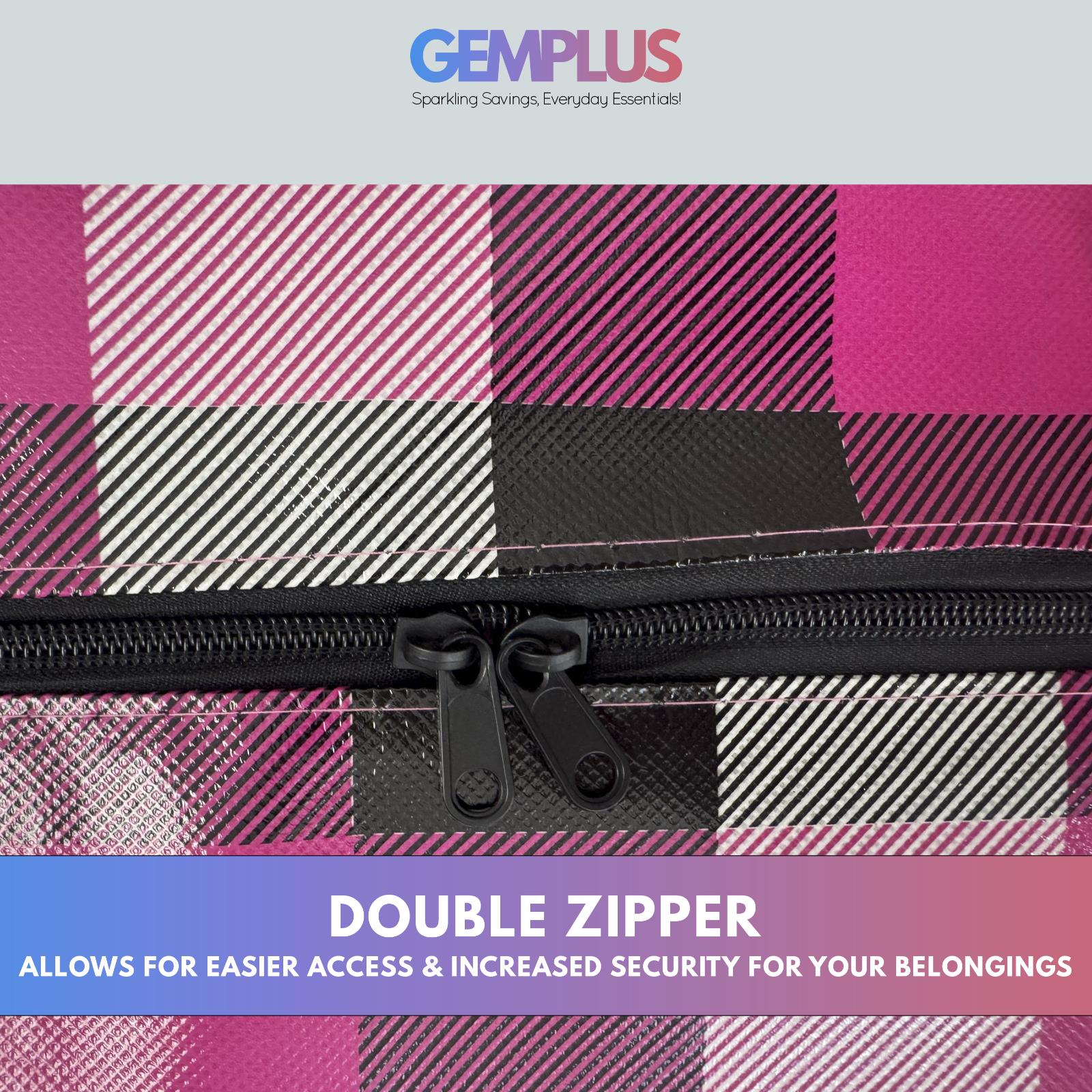 GEM+ | Premium Small Reusable Laundry Shopping Bag Zip Storage 50 x 35 x 19 cm