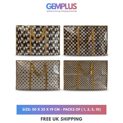 GEM+ | Premium Small Reusable Laundry Shopping Bag Zip Storage 50 x 35 x 19 cm