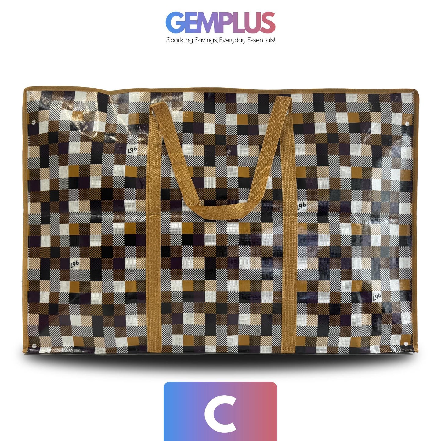 GEM+ | Premium Small Reusable Laundry Shopping Bag Zip Storage 50 x 35 x 19 cm
