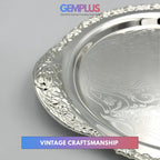 GEM+ | Premium 3-Piece Silver-Plated Vintage Tray Set – Elegant Durable