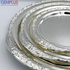 GEM+ | Premium 3-Piece Silver-Plated Vintage Tray Set – Elegant Durable