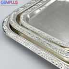 GEM+ | Premium 3-Piece Silver-Plated Vintage Tray Set – Elegant Durable Thick