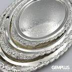 GEM+ | Premium 3-Piece Silver-Plated Vintage Tray Set – Elegant Durable Thick