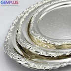 GEM+ | Premium 3-Piece Silver-Plated Vintage Tray Set – Elegant Durable Thick