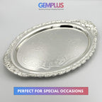 GEM+ | Premium 3-Piece Silver-Plated Vintage Tray Set – Elegant Durable Thick