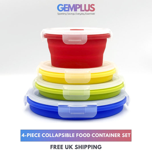 GEM+ | 4-Piece Collapsible Round Food Container Set – Space-Saving  BPA FREE