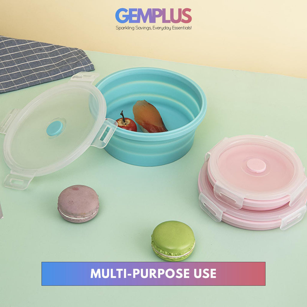 GEM+ | 4-Piece Collapsible Round Food Container Set – Space-Saving  BPA FREE - Pink
