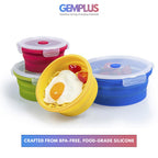 GEM+ | 4-Piece Collapsible Round Food Container Set – Space-Saving  BPA FREE - Pink