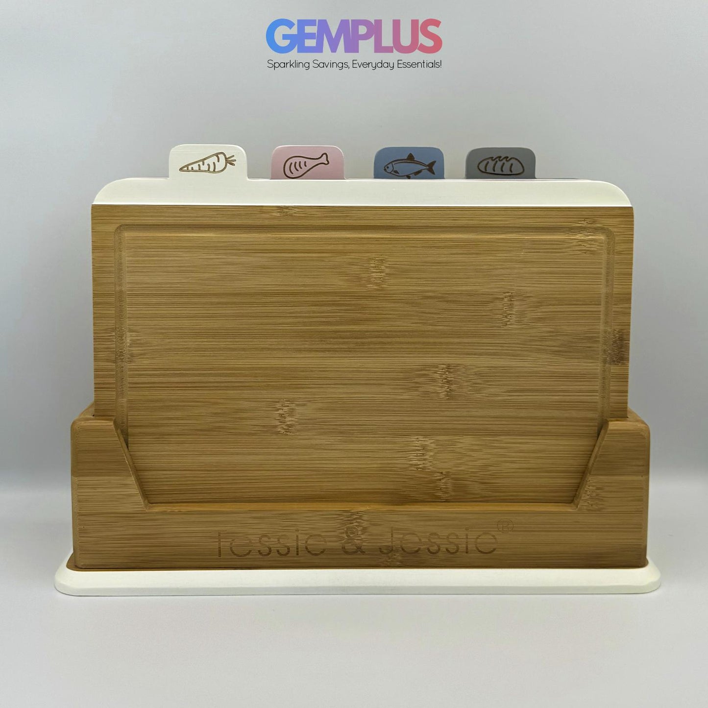 GEM+ | Premium Natural Bamboo Color Coded Chopping Board Set Veggies Meat 3/4pcs